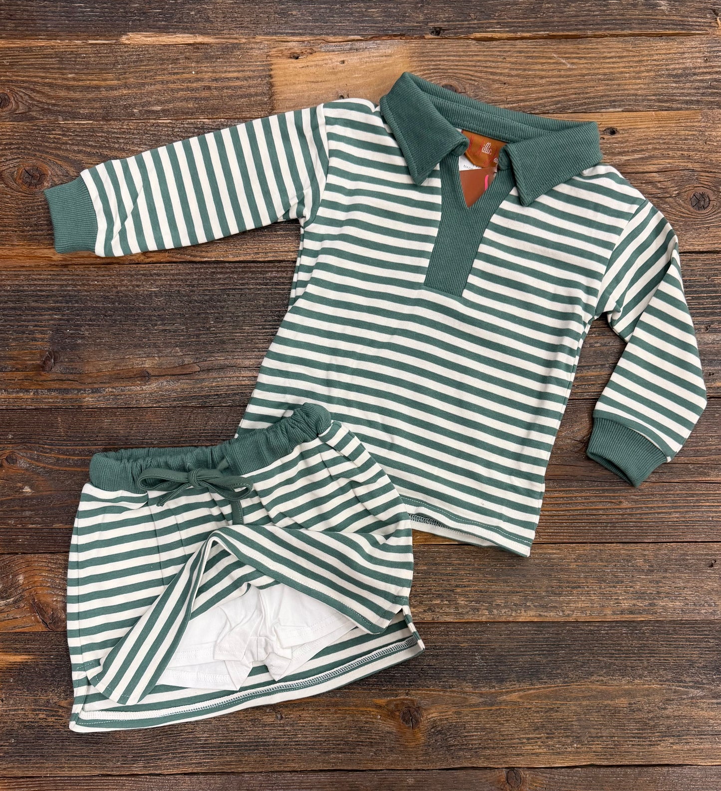 Millie Jay Isabelle Skort Set -Green Stripe (616)