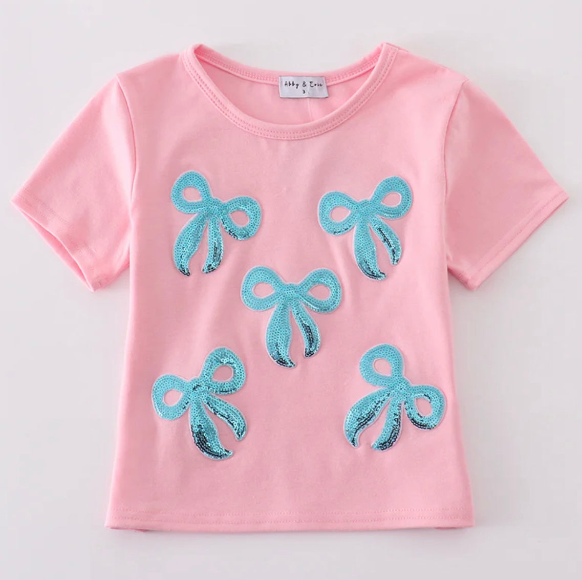 Pink Sequin Bow Mommy & Me Short Sleeve