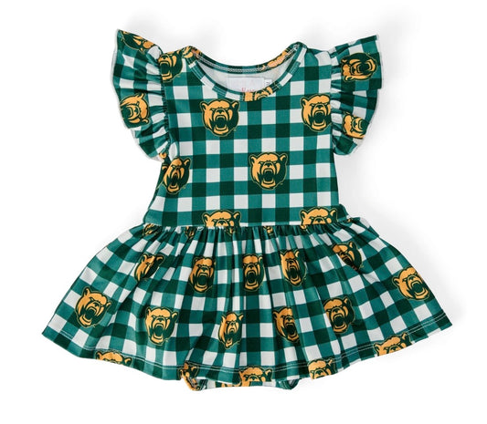 M&R Baylor Plaid Bear Flutter Twirl Bodysuit