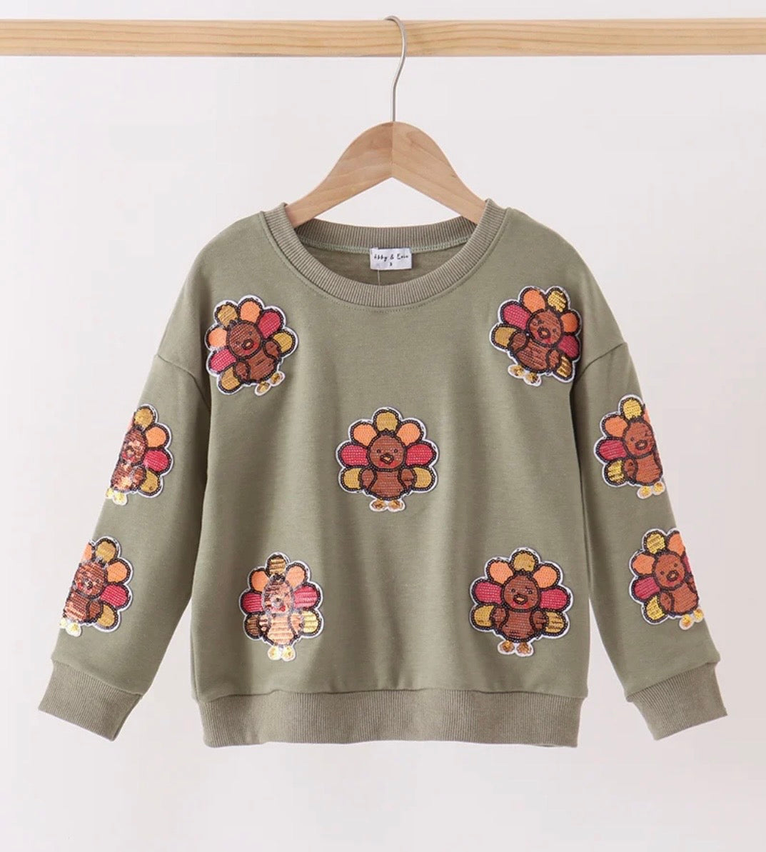 Sage Turkey Sequin Mommy & Me Pullover