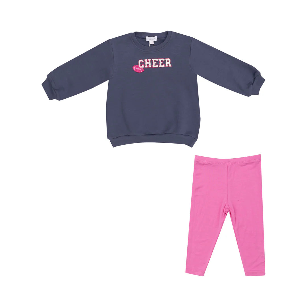 Angel Dear French Terry Cheer Puffy Oversized Sweatshirt + Pink Rib Legging Set