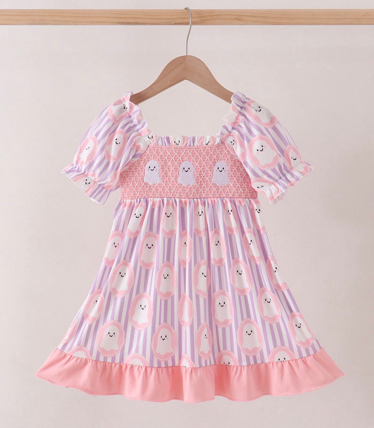 Ghost Smocked Ruffle Dress