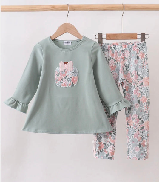 Sage Floral Pumpkin Pant Set