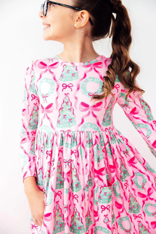 MR Jingle Bows L/S Pocket Twirl Dress