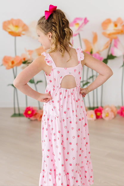 MR Sweet Strawberries Ruffle Maxi Dress