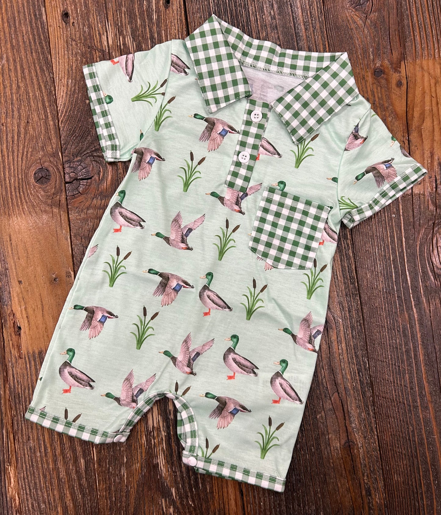 Plaid Duck Collared Romper