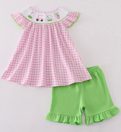 Pink Golf Embroidered Set