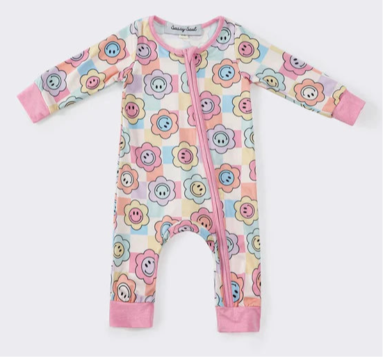 Pink Floral Smiley Coverall