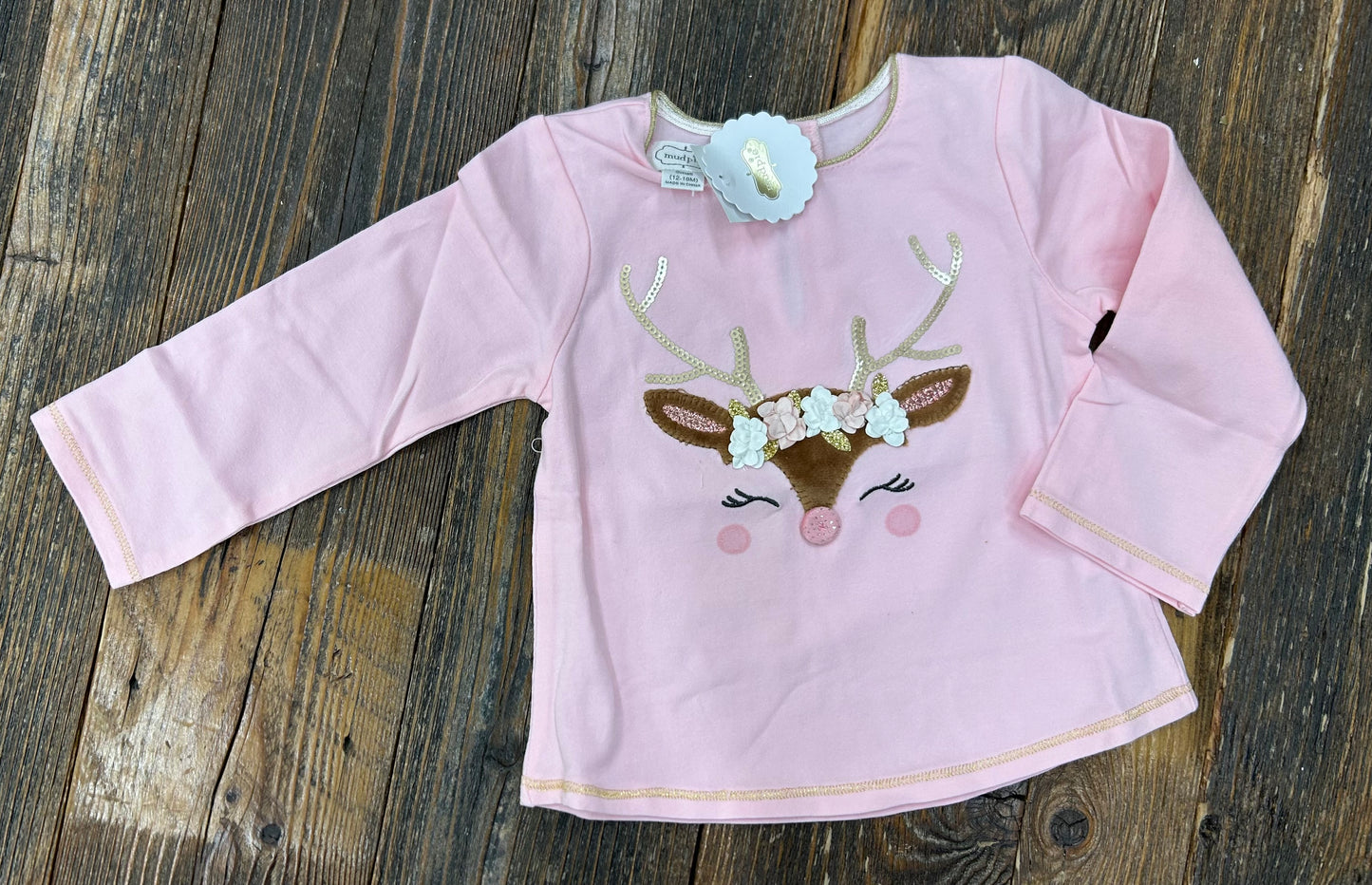 Mudpie Pink Reindeer Tee