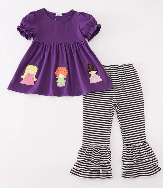 Purple Halloween Applique Pant Set