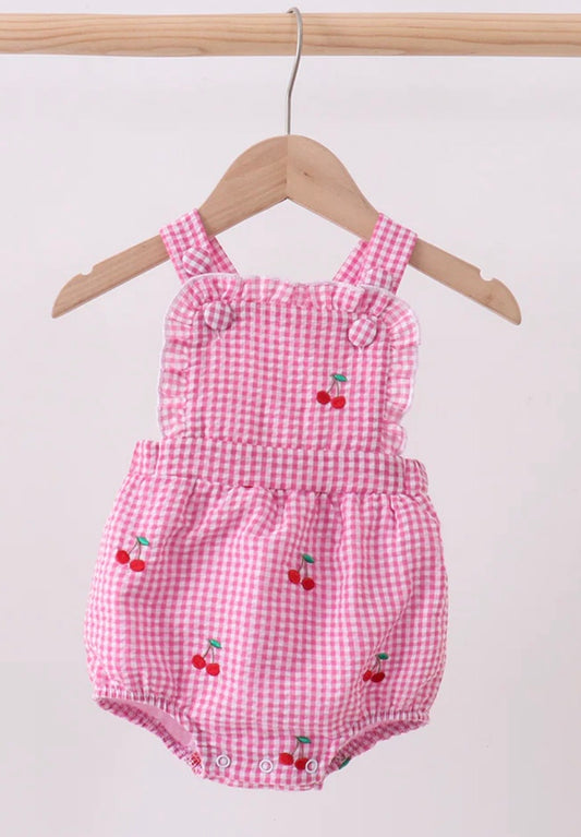 Cherry Gingham Ruffle Bubble