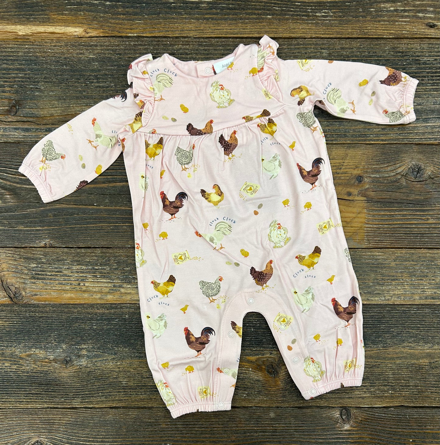 Angel Dear Collector Chickens Pink Ruffle Sleeve Romper