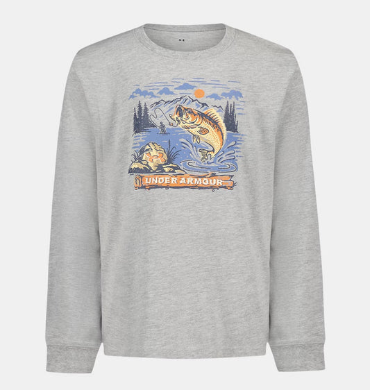 Under Armour Mod Gray Heather Sunset Fishing Longsleeve