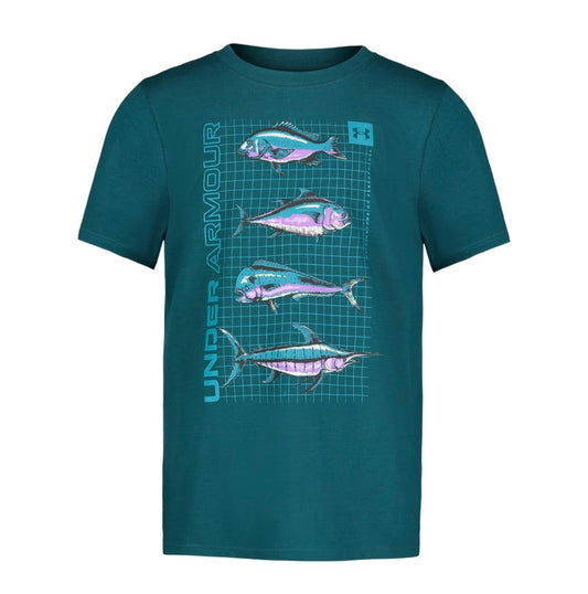 Under Armour Hydro Teal Fish Grid Tee