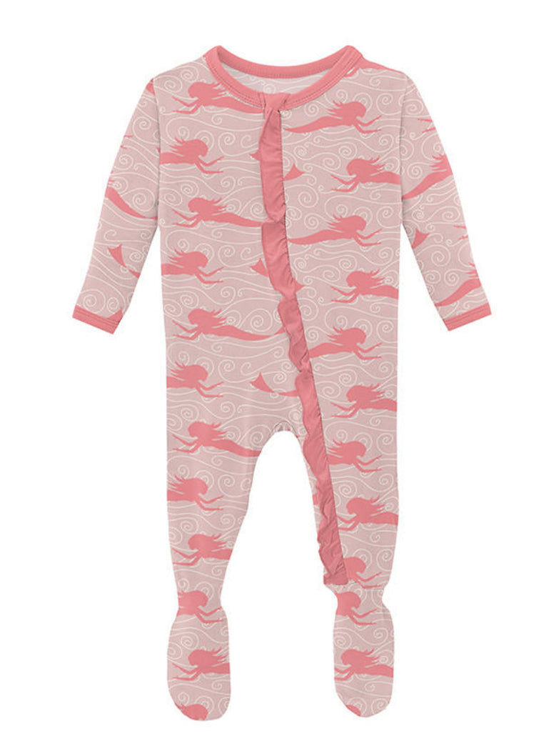 Kickee Baby Rose Mermaid Muffin Ruffle Footie