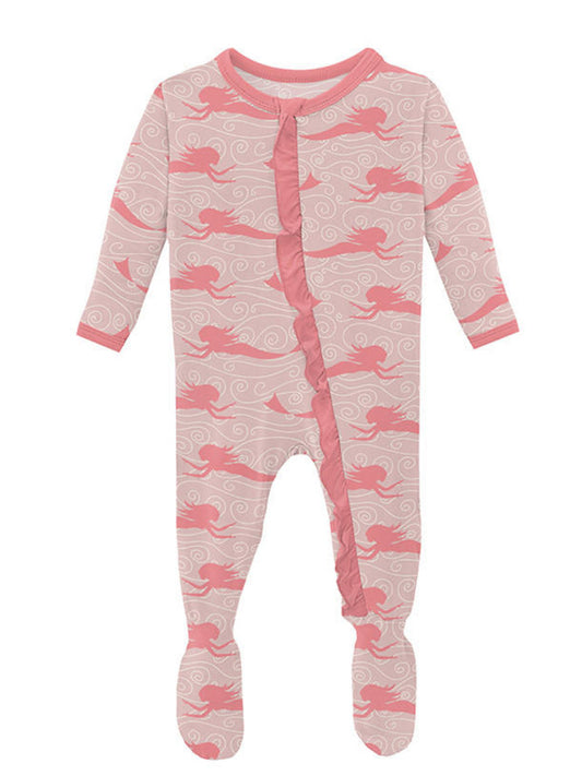 Kickee Baby Rose Mermaid Muffin Ruffle Footie