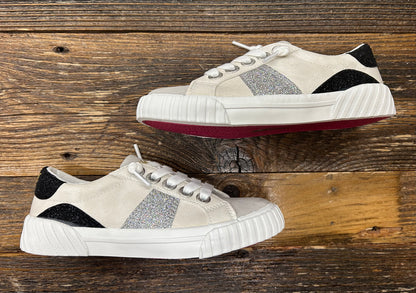 Blowfish Microsuede Multi Silver Glitter Sneaker