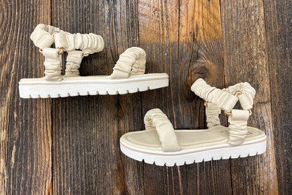 ShuShop Bruna Bone Scrunchie Sandal