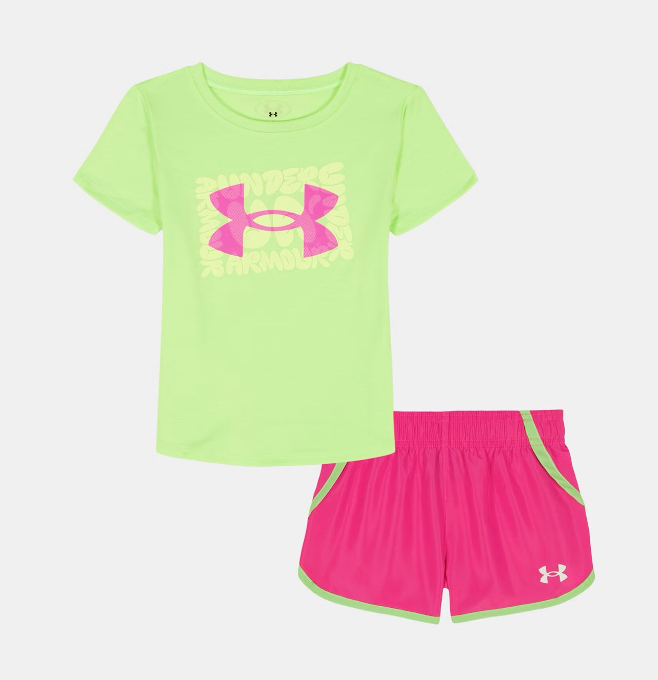 Under Armour Lumos Lime Logo Tee & Pink Rave Short Set