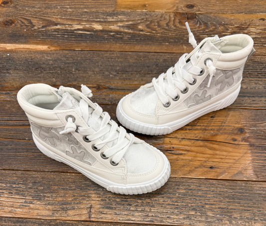 Blowfish Wander White & Silver Flower Hi-Top Sneaker