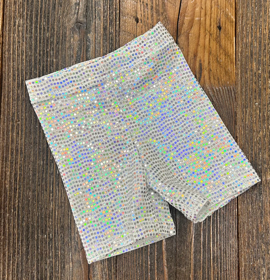 Silver Sequin Biker Shorts