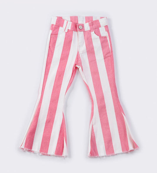 Pink Stripe Denim Jeans Bells