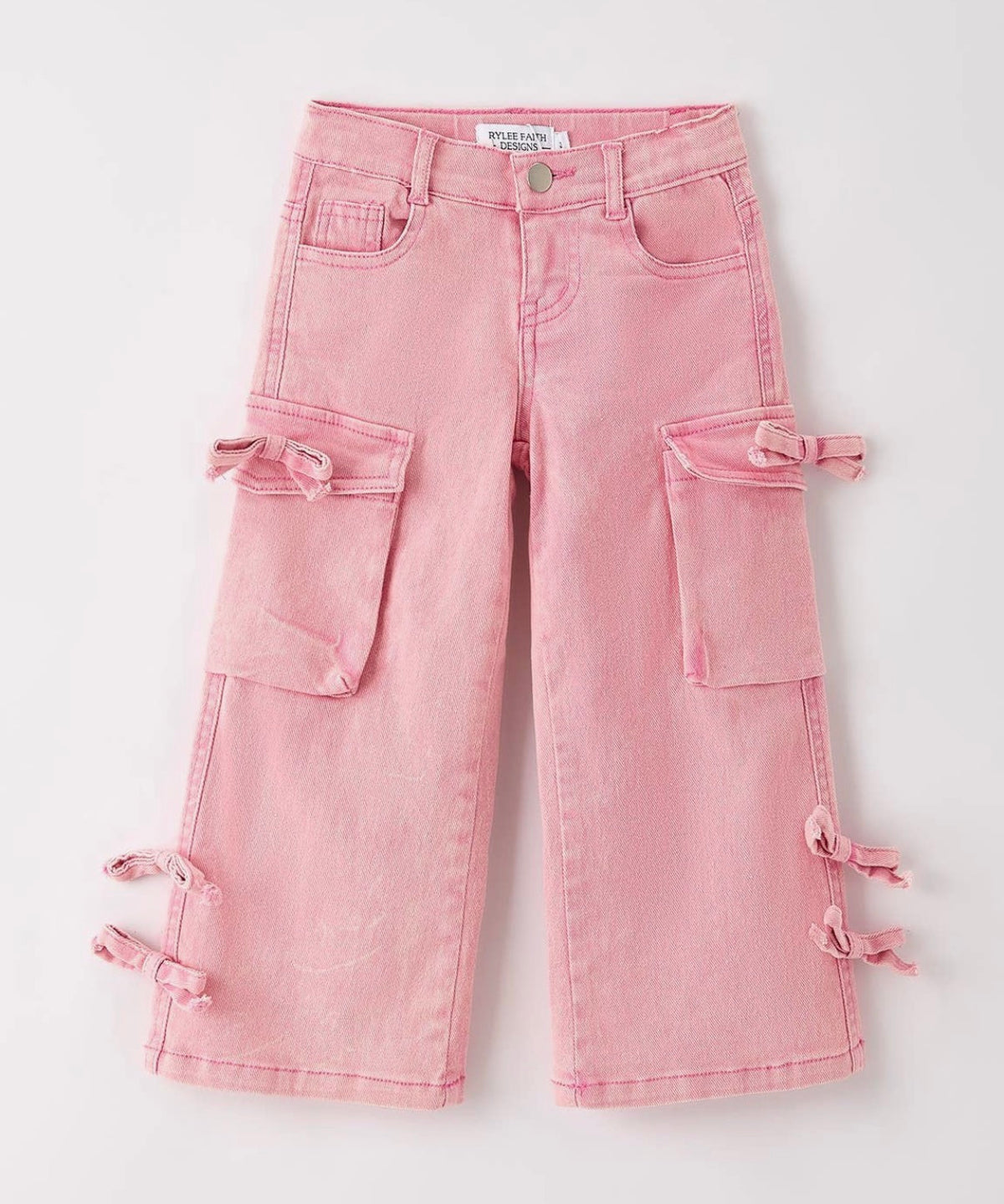 Pink Wide-Leg Denim Pants
