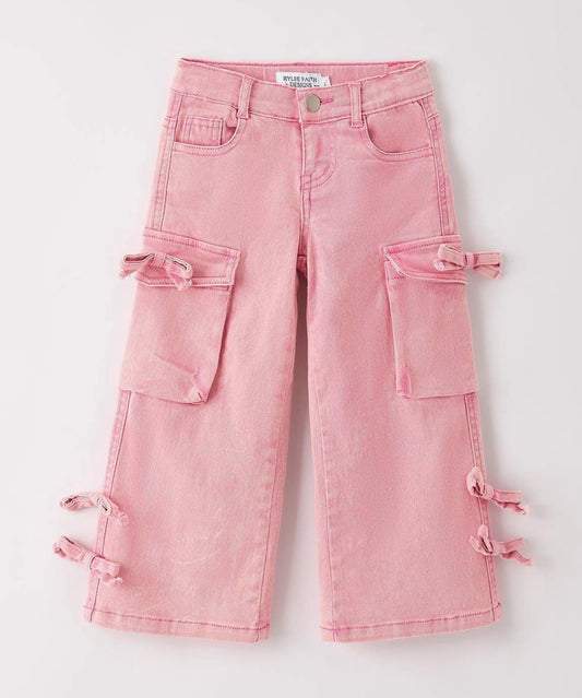 Pink Wide-Leg Denim Pants
