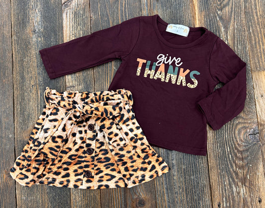 Give Thanks Leopard Skirt Set