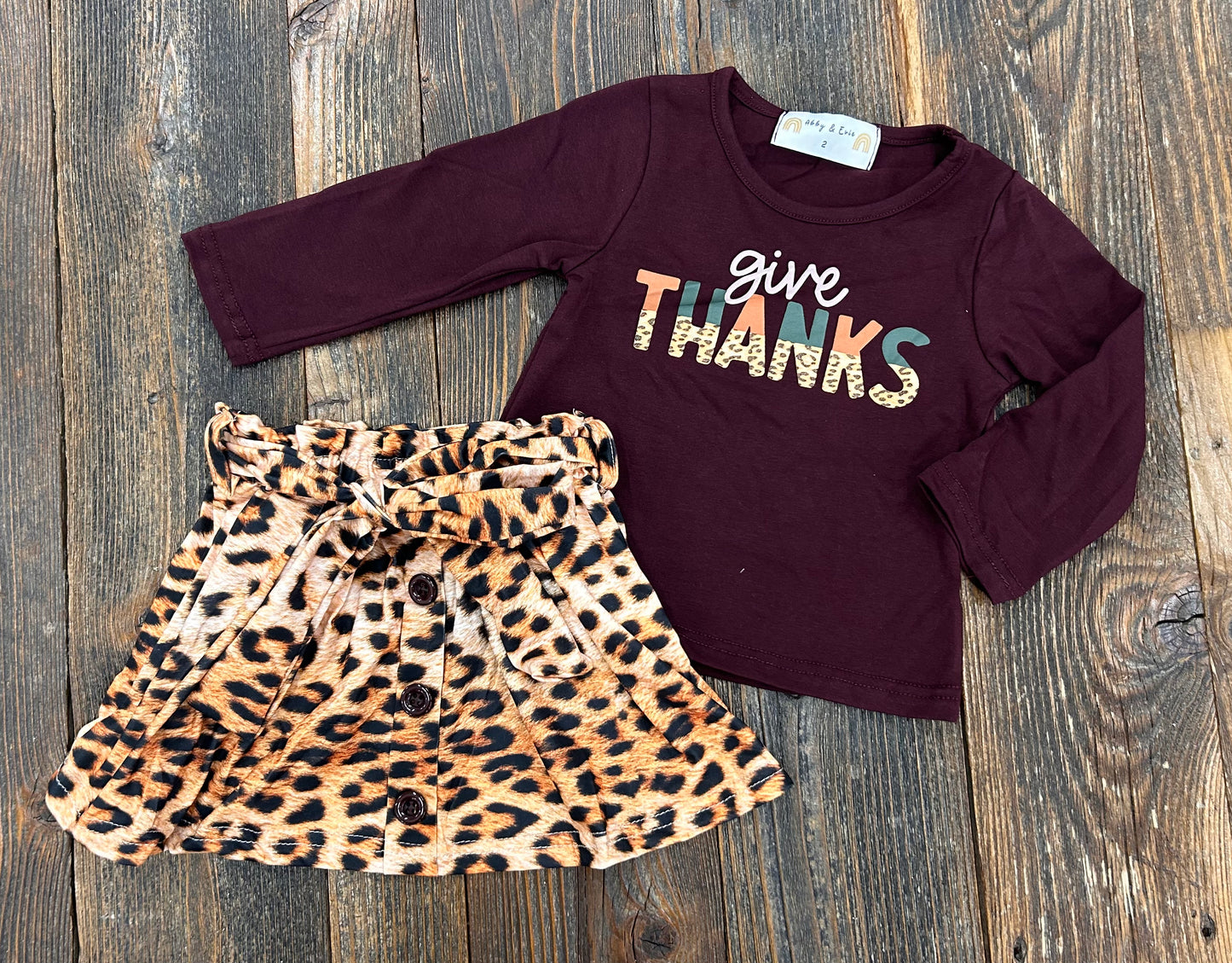 Give Thanks Leopard Skirt Set