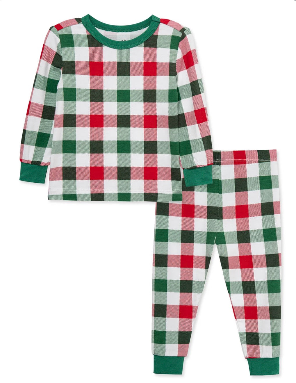 Little Me Christmas Plaid Bamboo PJ Set