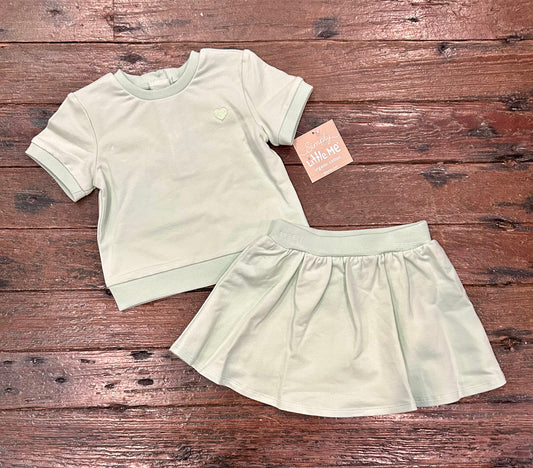 Simply Little Me Green Heart 2 PC Skort Set