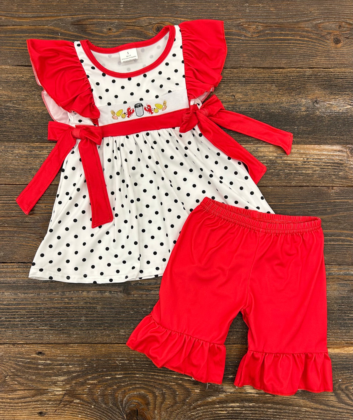 Crawfish Polka Ruffle Short Set