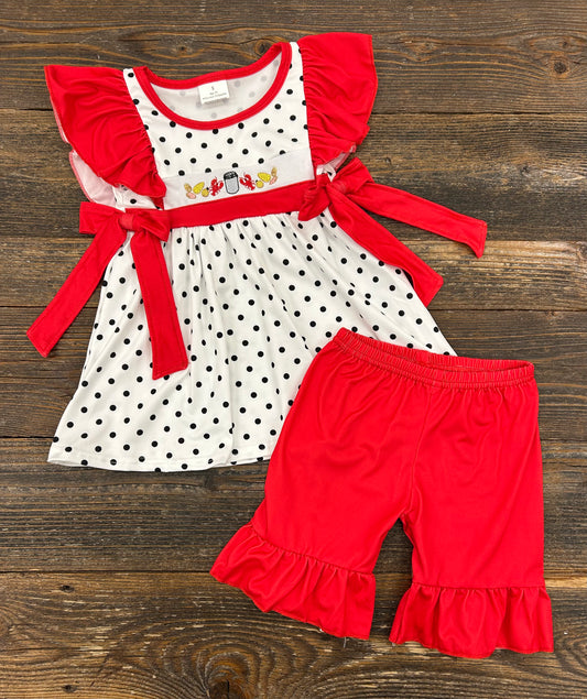 Crawfish Polka Ruffle Short Set