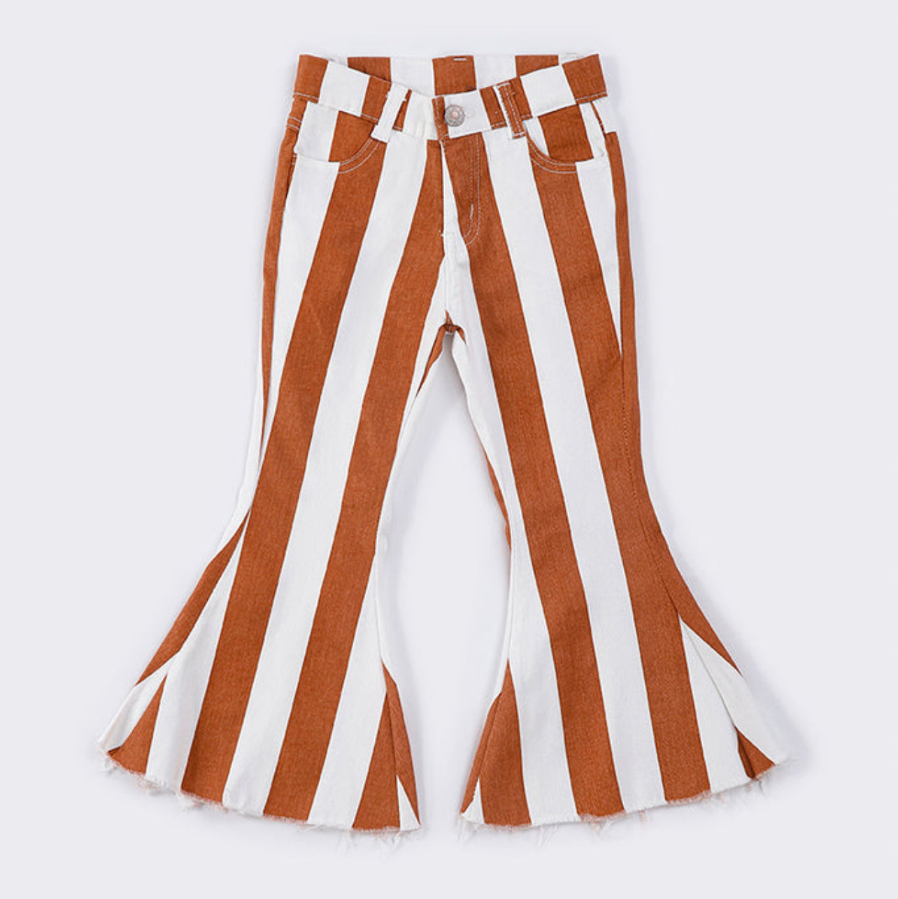 Brown Stripe Denim Flare Bells