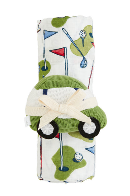 Mudpie Swaddle & Rattle Set