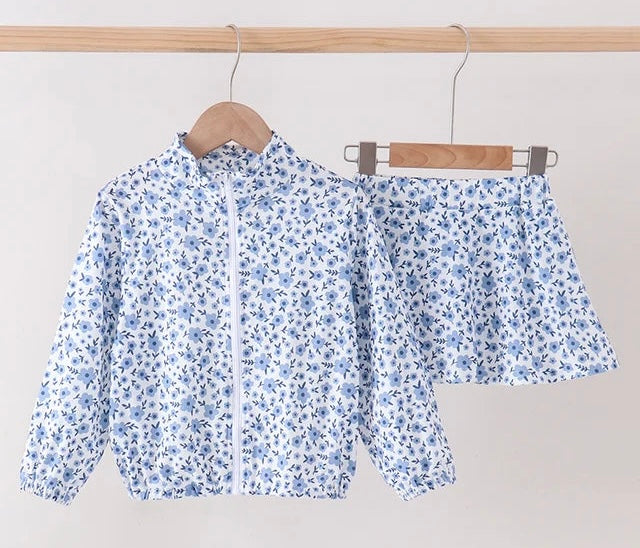 Blue Floral Skort Set