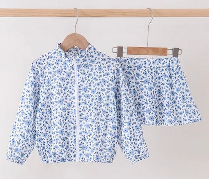 Blue Floral Skort Set