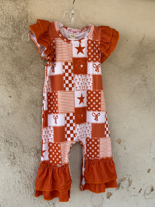 Texas Orange Romper