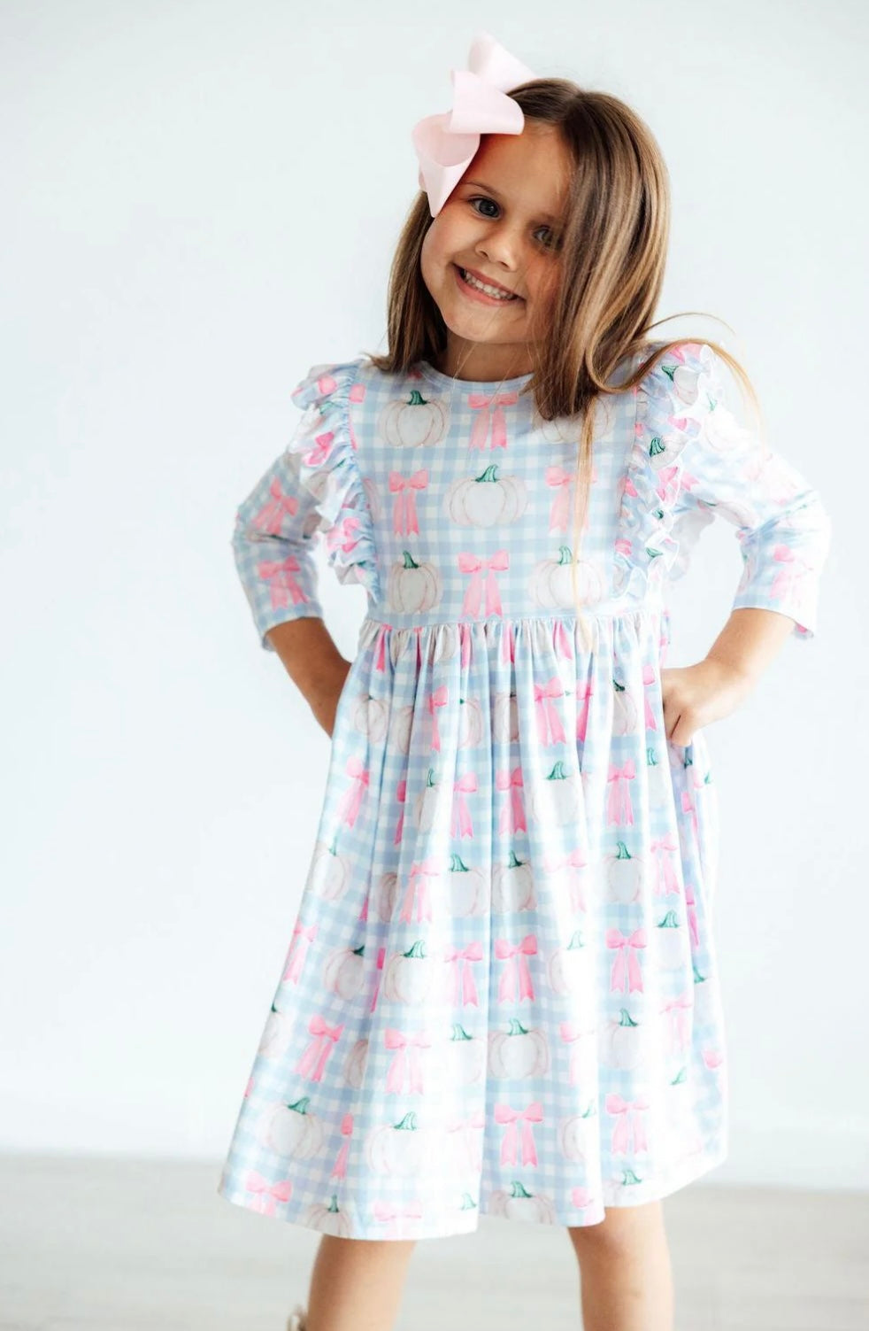 Pumpkin Picnic Smocked Ruffle Dress