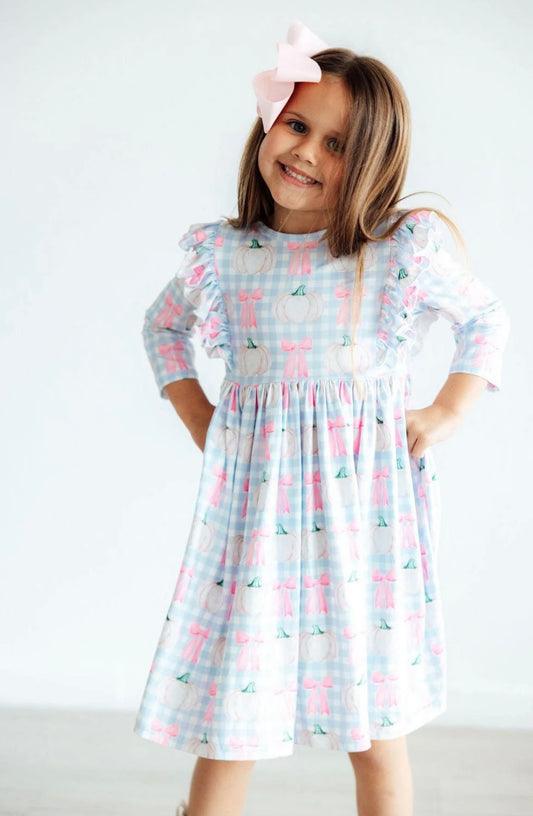 Pumpkin Picnic Smocked Ruffle Dress
