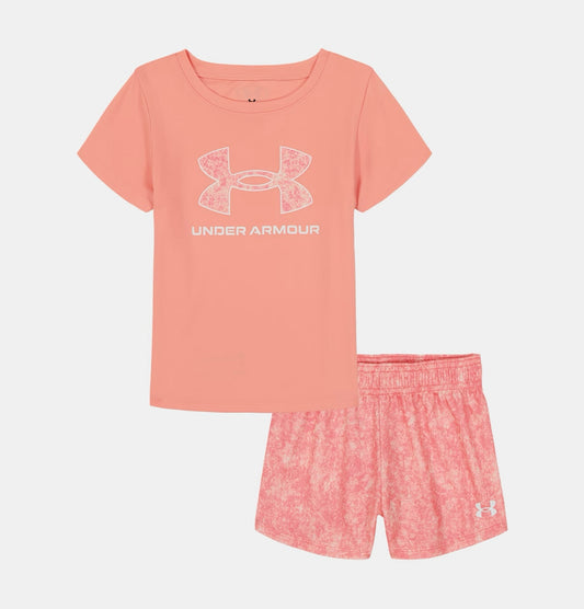 Under Armour Posh Pink Logo Tee & Frost Wash Short Set