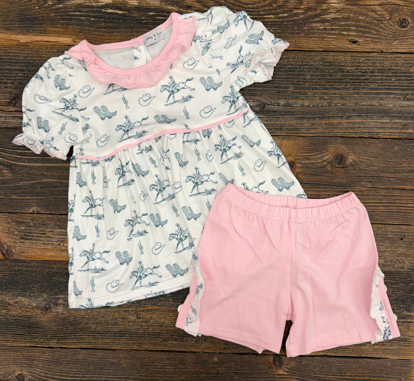 Pink Cowboy Ruffle Set