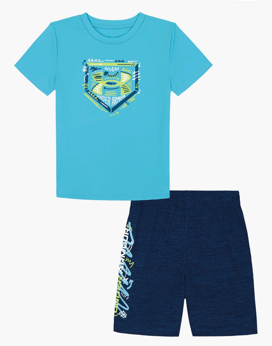 Under Armour Fresco Blue Home Plate Logo Short Set