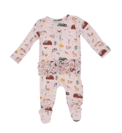 Angel Dear Big Red Barn Pink 2 Way Zipper Footie