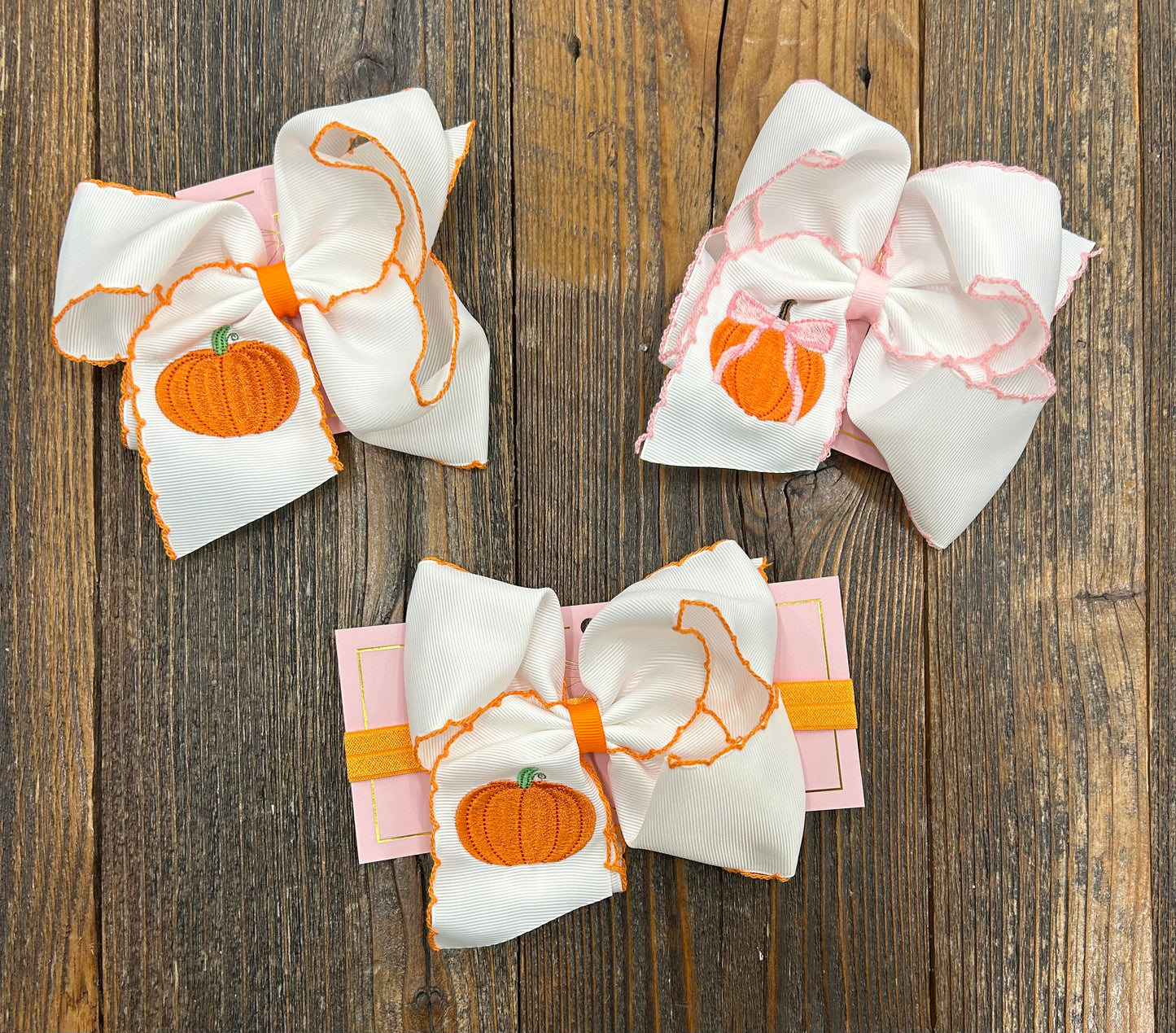 Holiday Moon Stitch Embroidered Bow/Headwrap