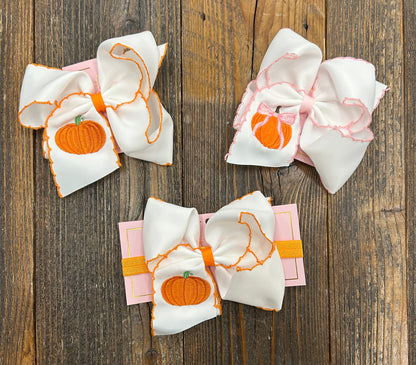 Holiday Moon Stitch Embroidered Bow/Headwrap