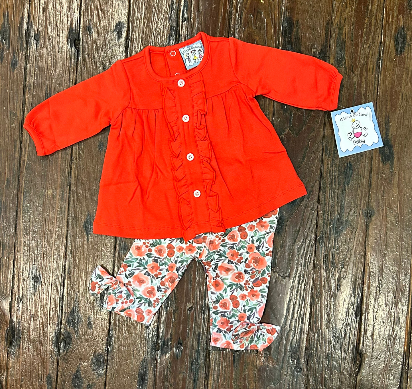 Three Sisters Red Floral Legging Set