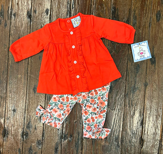 Three Sisters Red Floral Legging Set