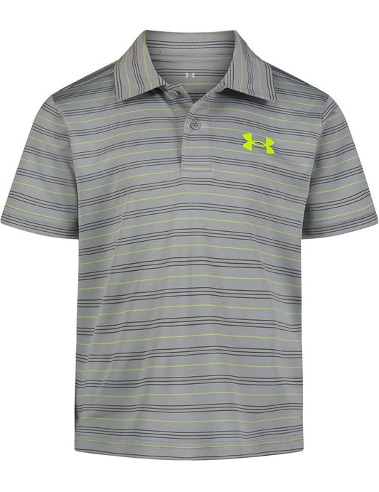 Under Armour Mod Gray & Vis Yellow Stripe Match Play Polo